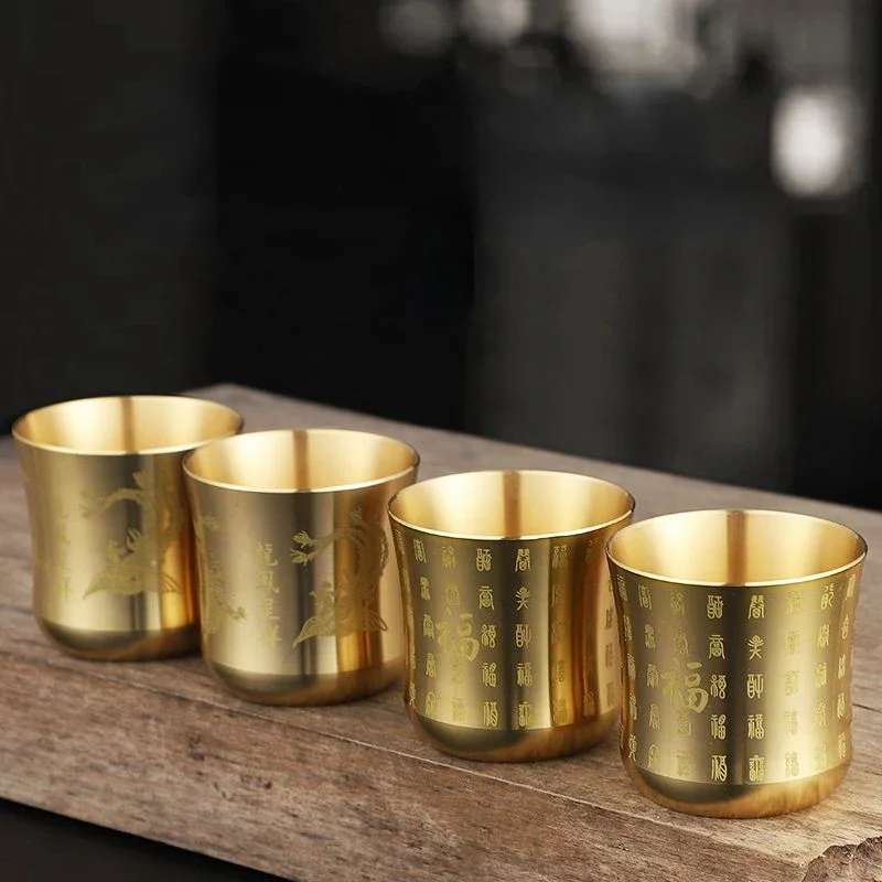 Household drinking utensils Brass ornament Buddha God of Wealth Water Cup 1pcs Baijiu Cup Home decorations