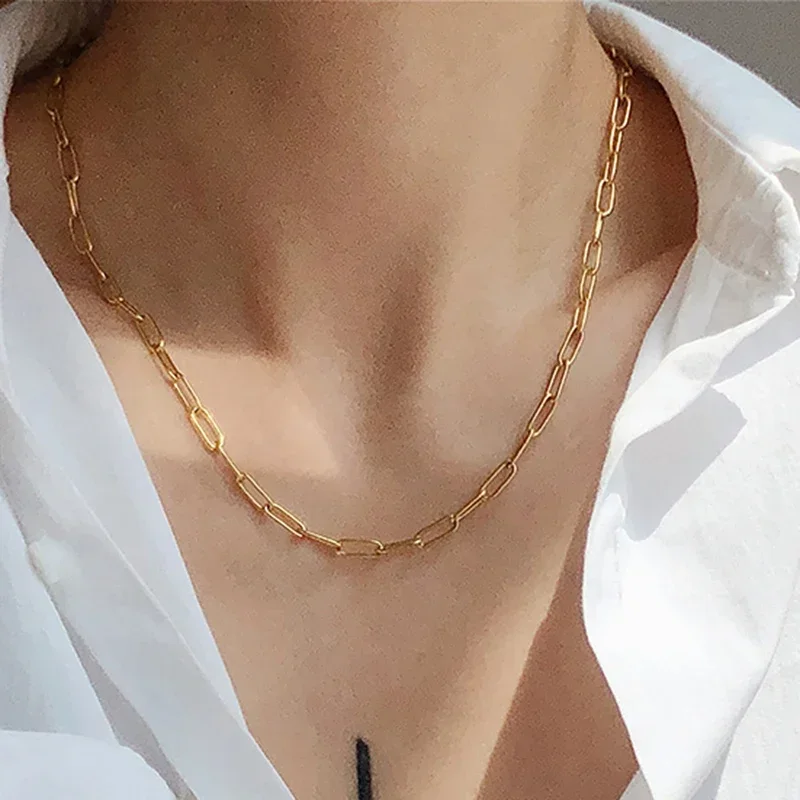 Delicate necklace women's versatile chain lobster clasp gold color stainless steel jewelry collar 2024 new high designer jewelry