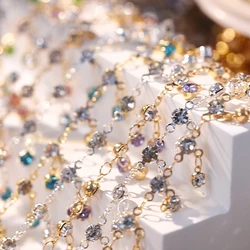 0.5M 1M Colorful Rhinestone Chains Antiquity Style Copper Chains for Bracelet Necklace DIY Jewelry Clothing Tassels Accessories