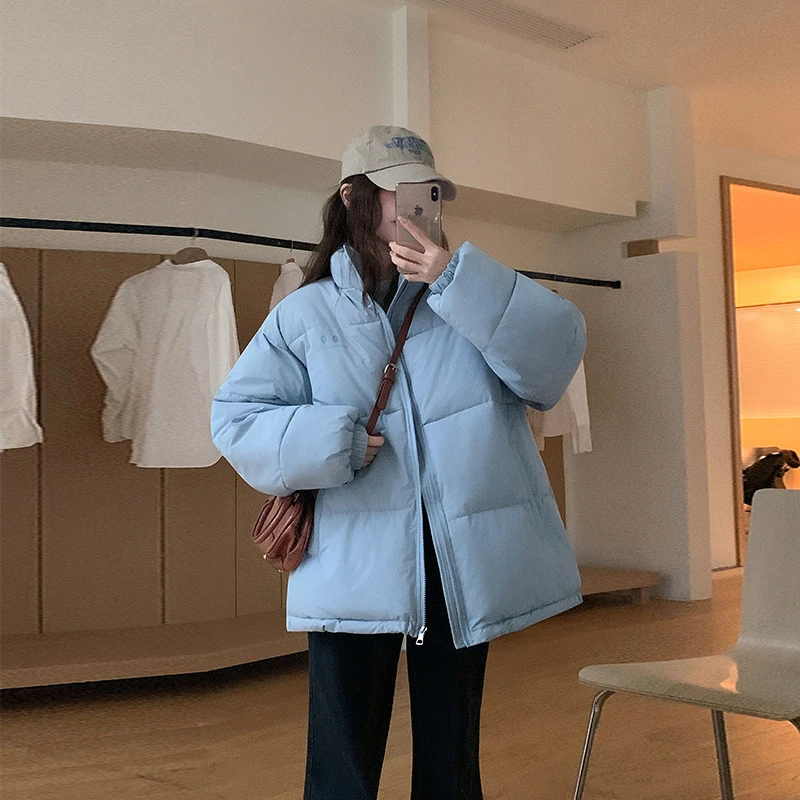 

Осень-зима 2024, новые короткие хлопковые куртки, женская парка, корейская куртка-хлеб, хлопковые пальто, студенческая свободная толстая верхняя одежда, тренд