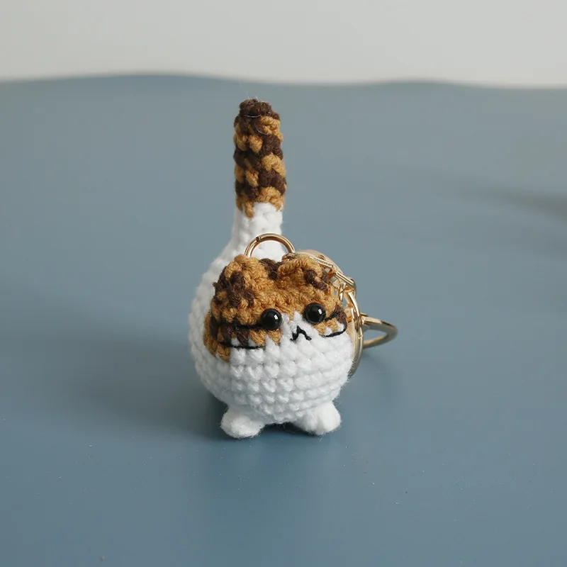 2026 Häkel-Katzen-Schlüsselanhänger: Süßer handgewebter dicker Katzenanhänger, gestrickter Tier-Schlüsselring, Rucksack-Deko – Detail 8