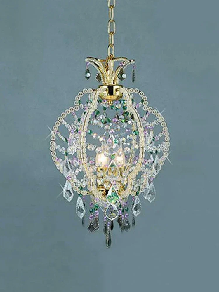 Romantic French inlaid crystal all-copper chandelier colored guest diningroo entrancebedroom light ثريات люстра в  iluminação