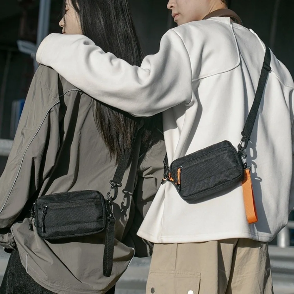 

Square Nylon Crossbody Bag Lightweight Black Single Shoulder Bag Large Capacity Wide Shoulder Strap Messenger Bag Picnic