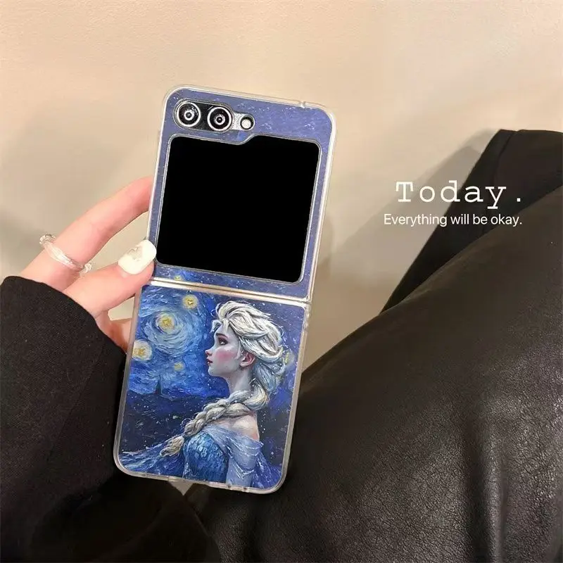 

Minsu Youpin cartoon INS-style graffiti painting Elsa princess case suitable for Samsung Z Flip 6 phone cover, Z Flip 5 shockpro