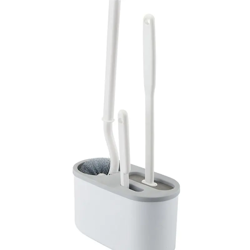 FLYY-3-in-1 Weiße Toilettenbürste mit Silikon-Wandhalterung, TPRS-Nylonbürste für detaillierte Reinigung, Fugenreiniger für WC und Bad – Detail 1