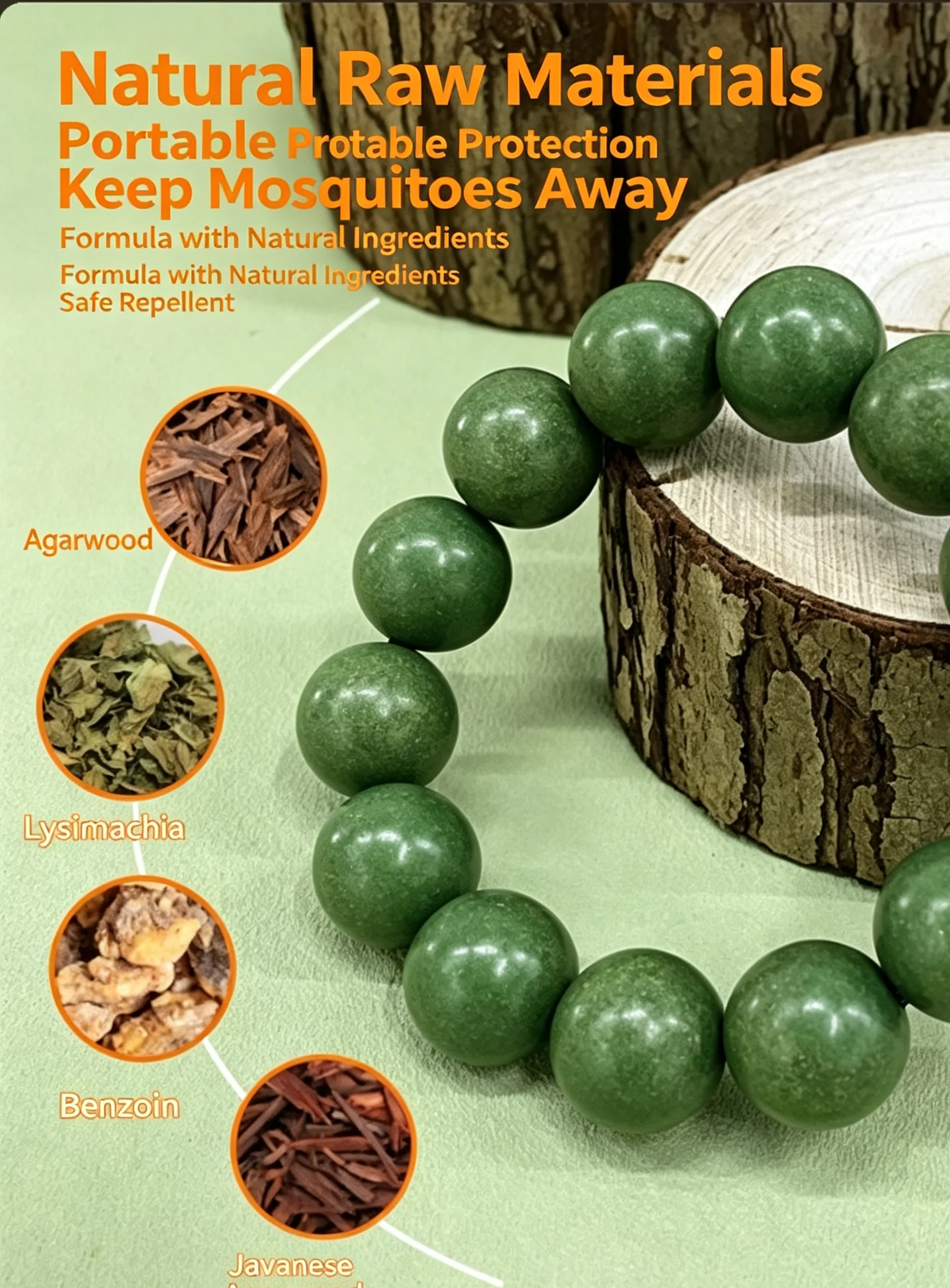 Factory Direct Natural Mosquito-Repellent Incense Bead Bracelet, Portable Protection Accessory to Keep Mosquitoes Away, Incense