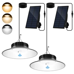 Luz pendente solar ao ar livre com sensor de movimento, lâmpada para garagem Shed, quintal, IP65 impermeável, modo 3 cores, 1, 2 pcs