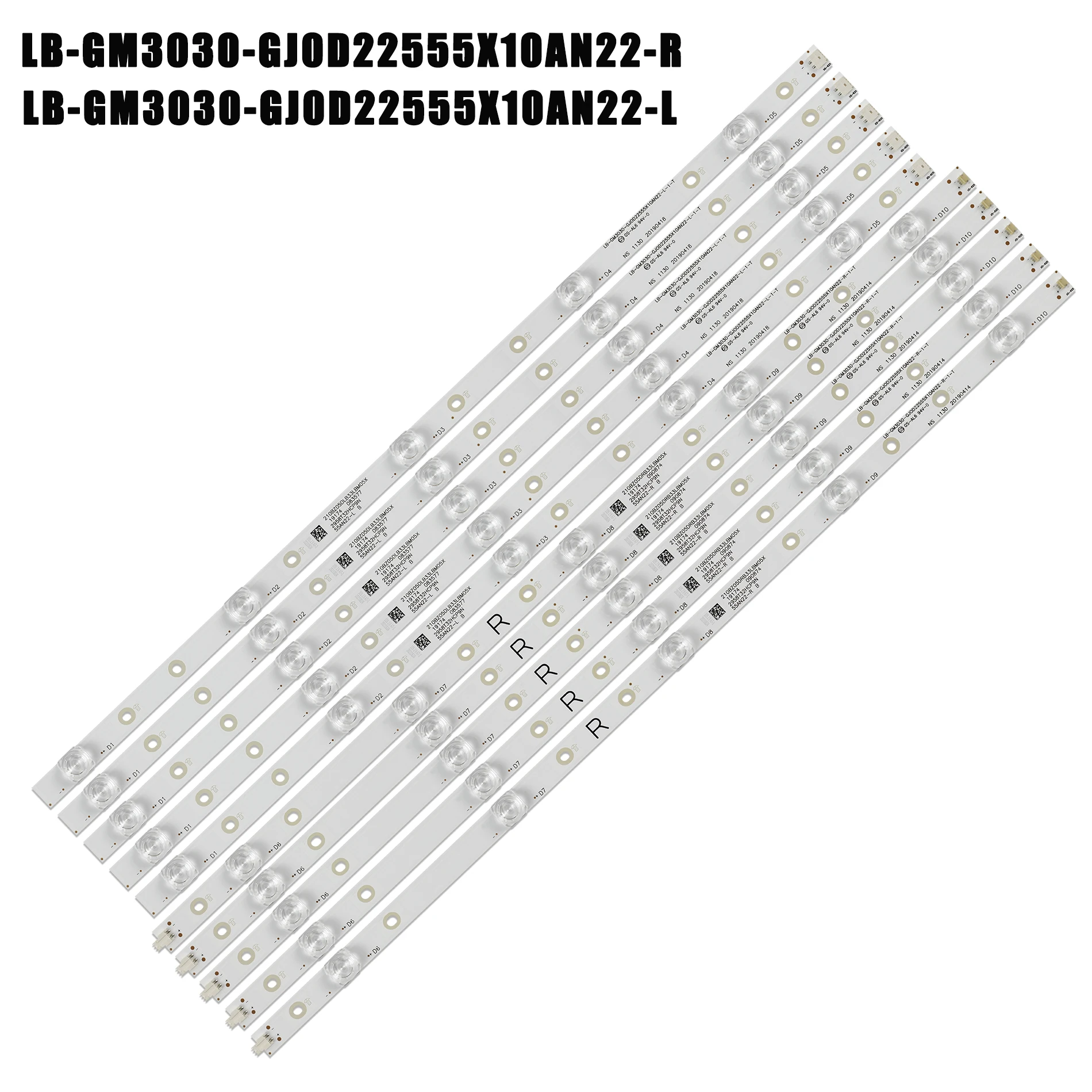 

LED Backlight strip 10lamp For 55pus6804 LB-GM3030-GJ0D22555X10AN22-R-1-H L T 55pus7304 55pus6704 55PUS7394 55PUS7504 55PUS6754