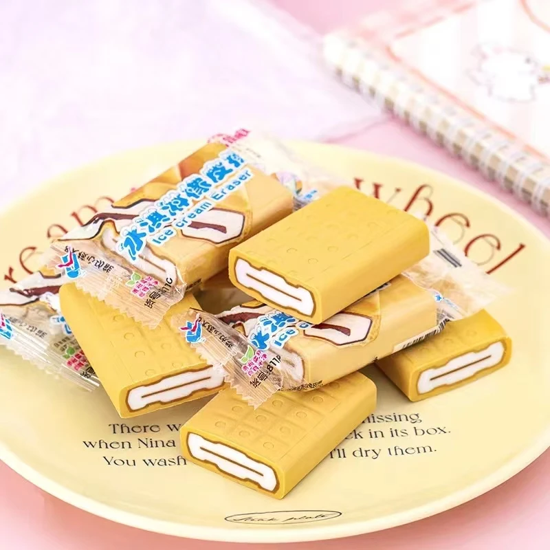 3pcs  Creative scented ice cream eraser cartoon fun student clean and flawless simulation pencil eraser stationery gifts