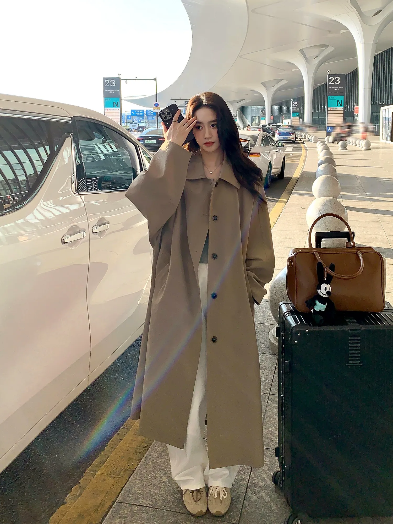 

Joemi Casual Loose Sle Long Sve Windbreaker Coat Autumn New Arrival Faion Women's Premium Quali Commute Sle Coat