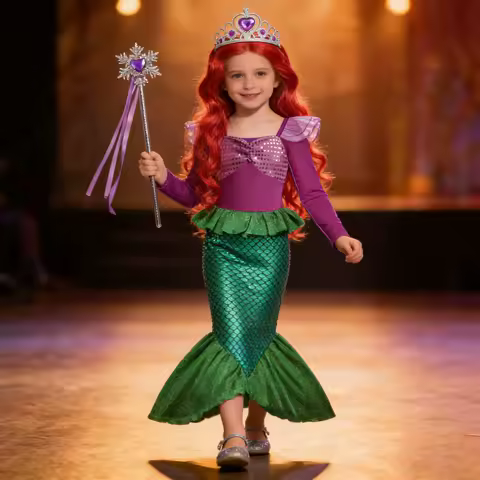 Mermaid Costume for Girl Long Sleeve Girls Dress Carnival Evening Party Dresses Kids 2026 Girl's Birthday Prom Dress Up Clothes