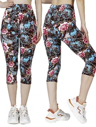 CUHAKCI-mallas con estampado Digital para Mujer, Leggings elásticos de realce con estampado Floral, para gimnasio, Verano