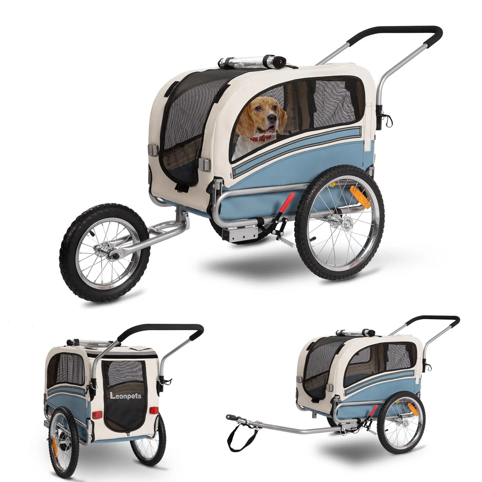 

2 in1 Protective Pet Bicycle Trailer and Jogger Travel Carrier Breathable Suitable for Small and Medium Dogs Folding Storage