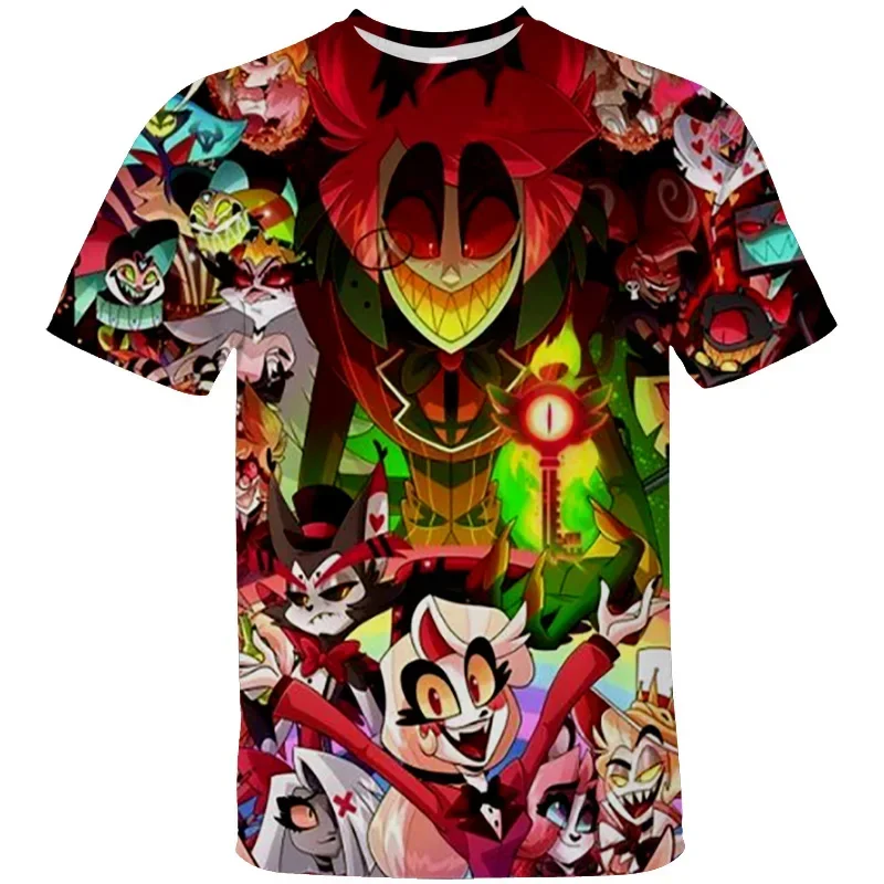 Alastor Angel 3D Print T Shirt TV Serie Hazbin Men's T-Shirt Hotel Funny Cartoon Tee Tops Boys Girls Summer Short Sleeve T-shirt