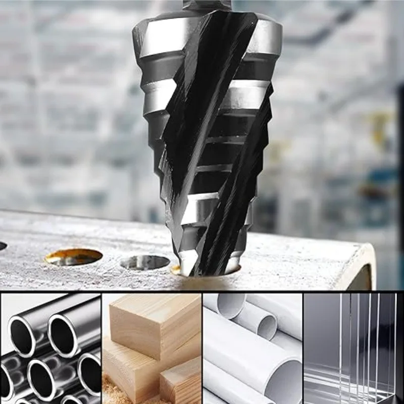 Four Spiral Flute Cobalt Step Drill Bit, 1/4