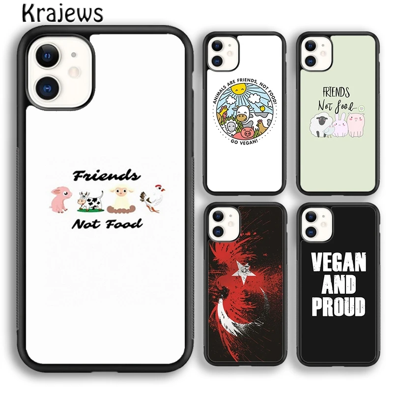 Friends not Food Vegan Quote Phone Case Cover For iPhone 16 15 14 plus XS XR 11 12 mini 13 pro max coque Shell Fundas