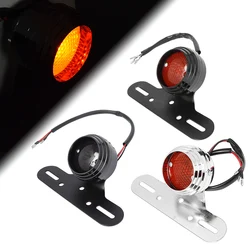 Black Motorcycle RED Brake Tail Rear Light Bulb License Plate for Harley Chopper Bobber Custom 12V Cafe Racer