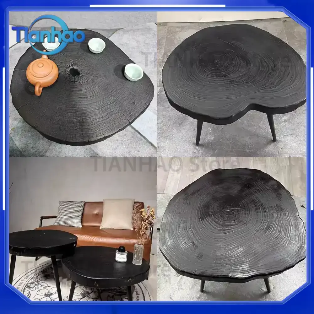 Small Table for Living Room Sofa Edge Carbonized Solid Wood Minimalist Creative Home Modern Simple Design