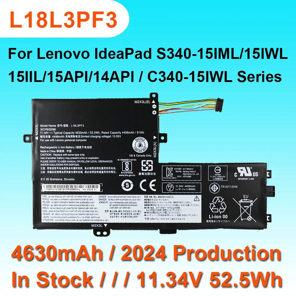 

11.34V 52.5Wh L18L3PF3 Battery For Lenovo IdeaPad C340 S340-15IML/15IWL/15IIL/15API/14API For Xiao Xin 14 15 2019 Series Laptop