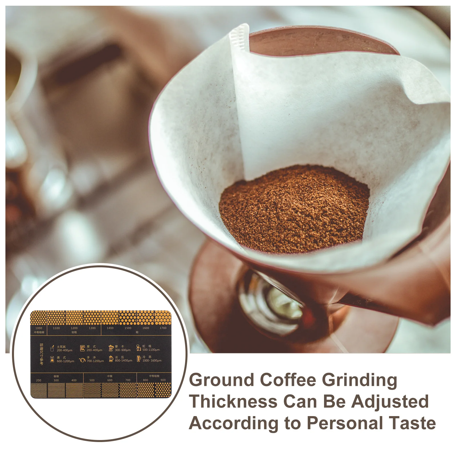 

2Pcs Coffee Grind Size Reference Card Precision Grinding Guide for Coffee Grinder Accessories Compact Measurement Tool for All