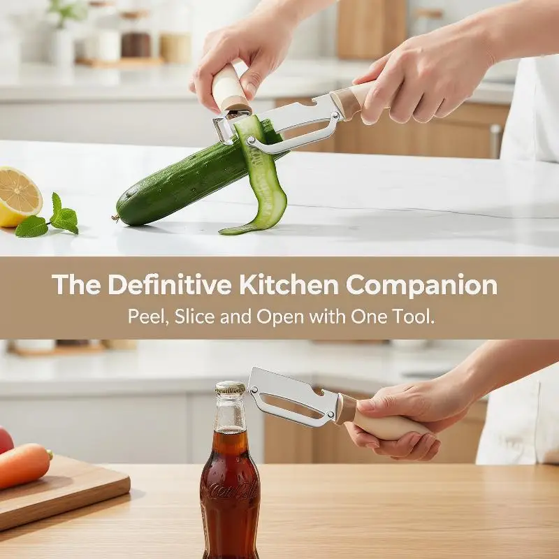 1PCS 2 in 1 Stainless Steel Vegetable Peeler Flat Edge Julienne Blade Multi-function Gadget Potato Carrot Cucumber Peeler Tool