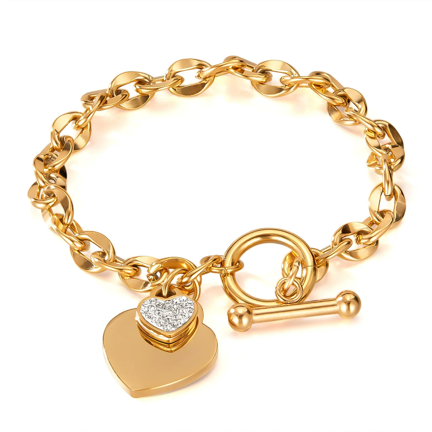 

Fashion ins Love stainless steel jewelry personality OT buckle high sense titanium steel bracelet women