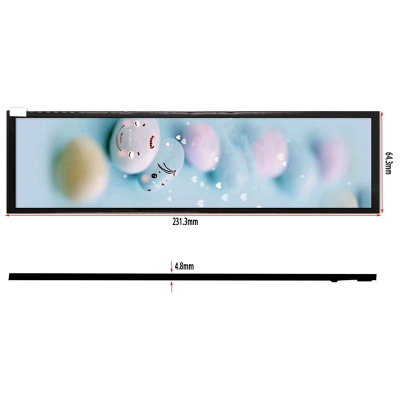 FULL-8.8-Inch 1920X480 Độ Phân Giải 600-Độ Sáng Thanh Màn Hình Hiển Thị LCD MIPI Giao Diện HSD088IPW1-A00 Với Người Lái Xe Ban