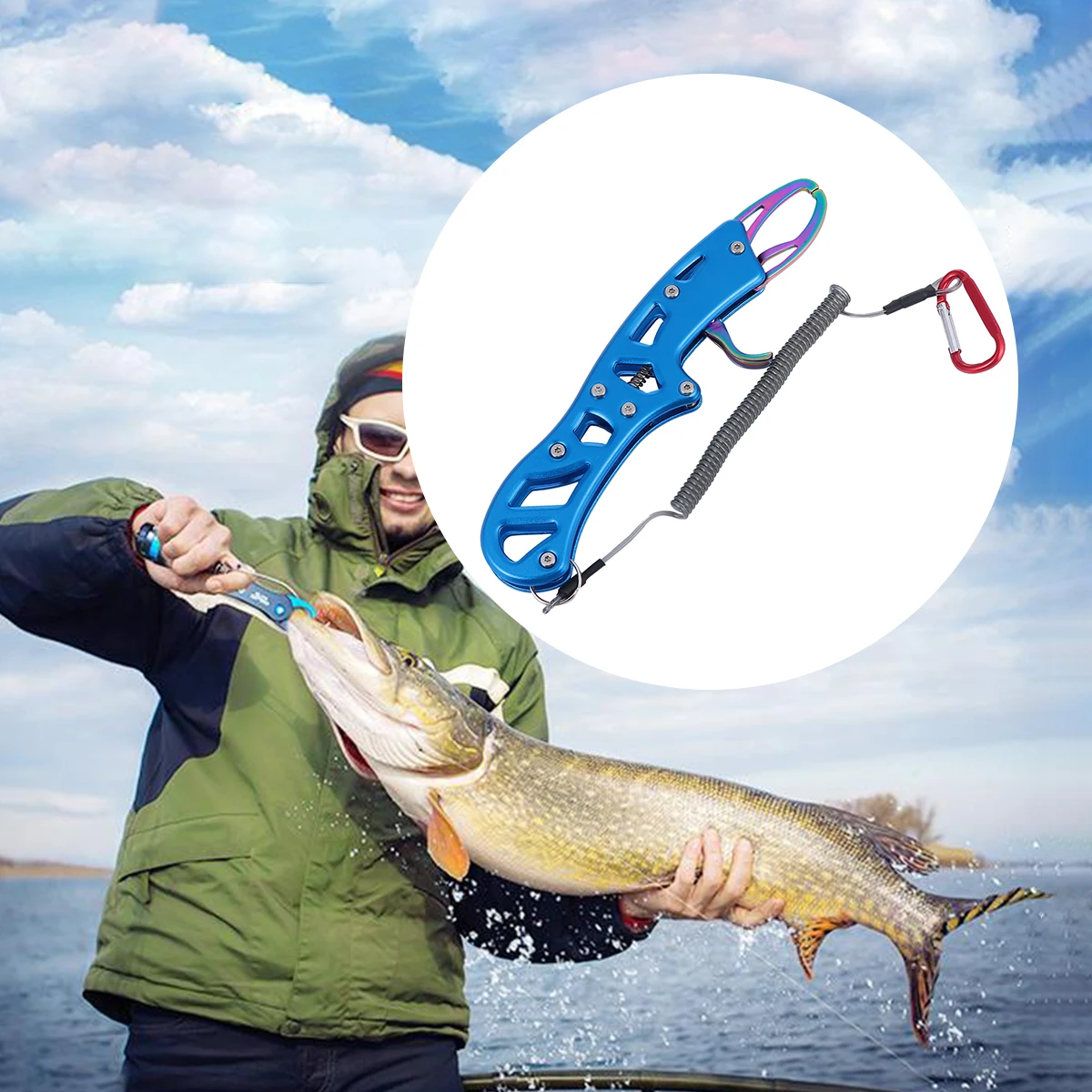 

Fish Lip Gripper Advanced Fishing Clamp Ergonomic Handle Non Slip Hold for Safe Fish Release Accessories Blue Fishing Clamp