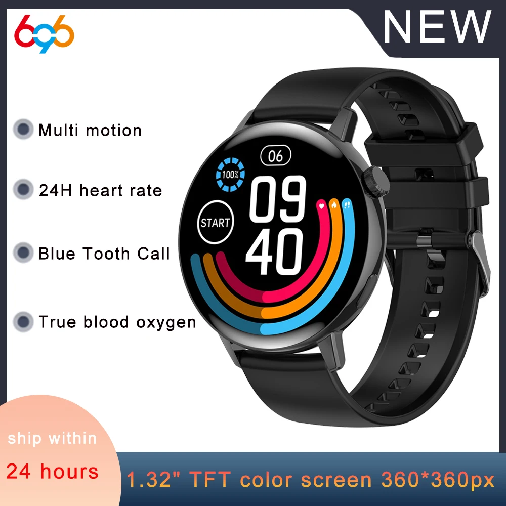 

2024 New 1.32" Men Smart Watch Blue Tooth Call True Blood Oxygen Heartrate Monitor Women Sport ​Fitness Tracker Music Smartwatch