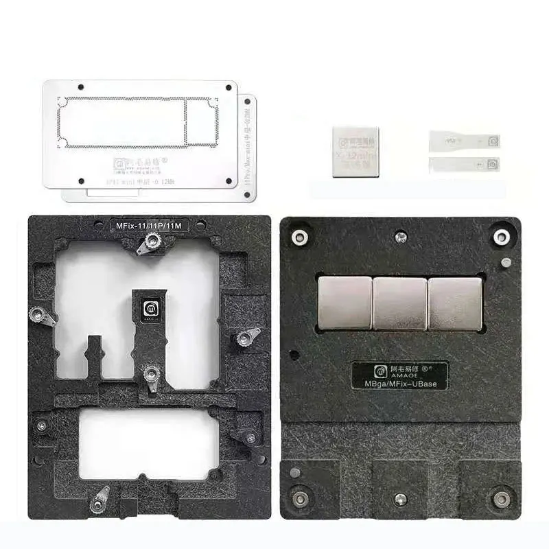 

BGA Reballing Stencil Set For Iphone 11/11Pro/11pro max Middle Layer Hard Disk Mainboard Tin Planting Net Amaoe Mfix-11/11P/11PM