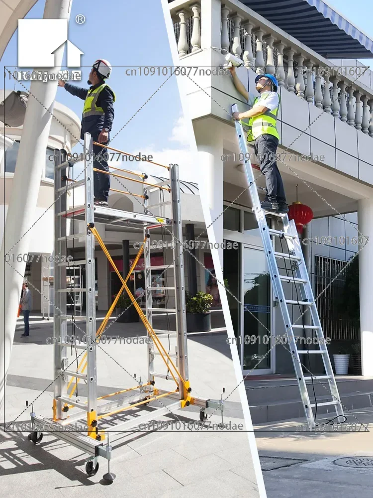 Aluminum Alloy Scaffolding Movable Telescopic Scaffolding Factory  Folding Engineering Ladder Platform and Pedal Accessories view 2