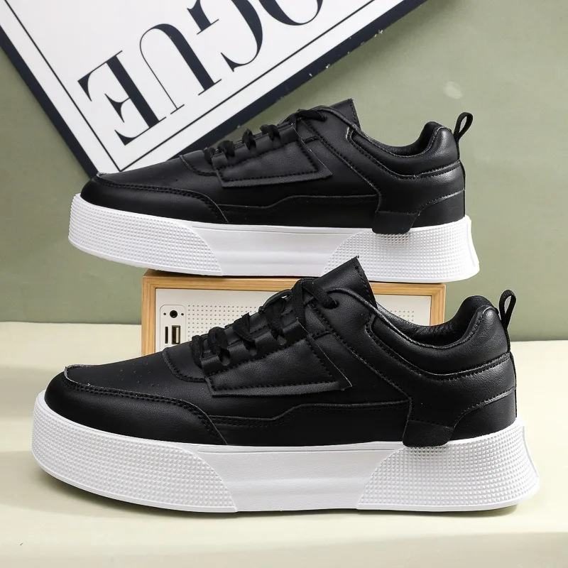 Мужские кроссовки, модная кожаная повседневная обувь, молодежная студенческая обувь для скейтборда, вулканизированная обувь на платформе для мужчин, роскошные теннисные туфли