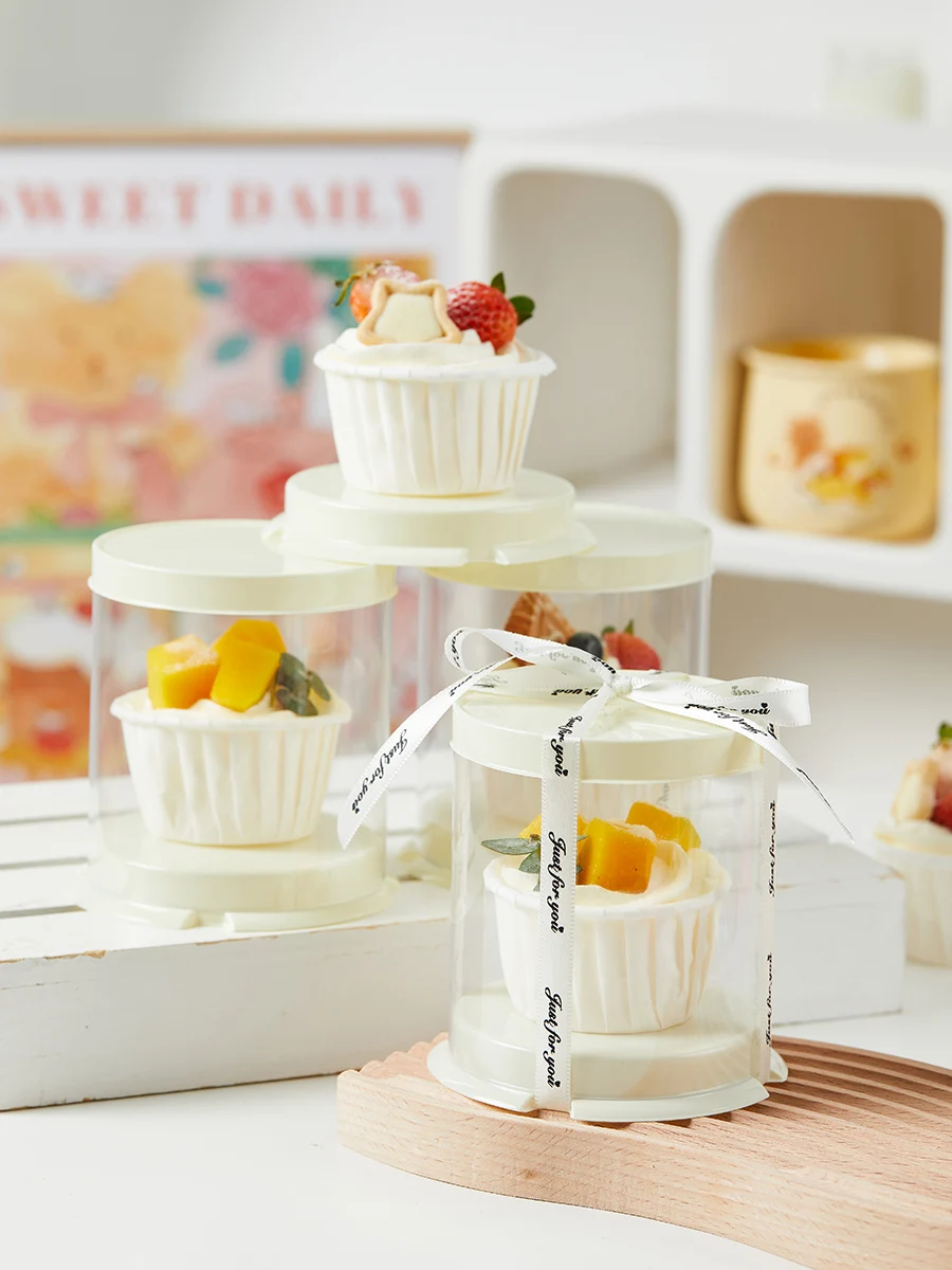 Transparent round Baking Pastry Packaging Box Single Grain Cake DIY Kitchen Cooking Utensils Ins Wind Popular Paper Cup Cake