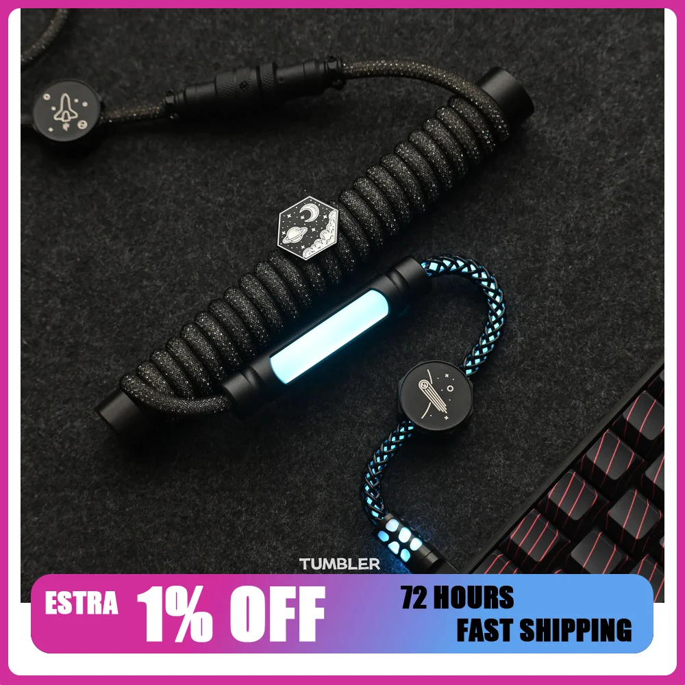 Tumbler Studio Starry Sky V2 Flash Black 8K App Controlled Custom Mechanical Keyboard Aviator Cable RGB Lighting Coiled Cord
