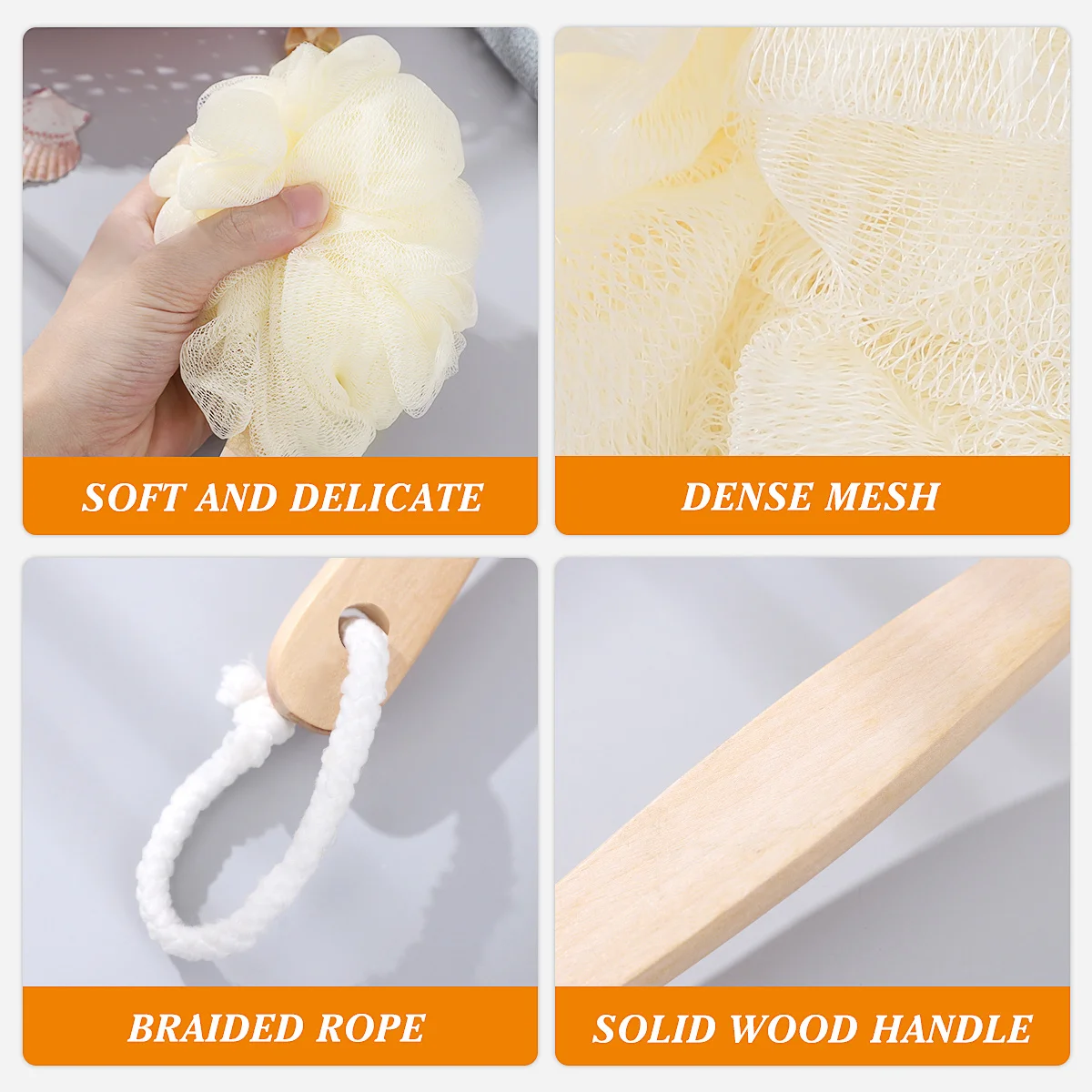 

Healifty Long Handle Mesh Loofah Brush for Exfoliating Bath Shower Scrubber Back Skin Care Tool Gentle Cleansing Pouf for Men