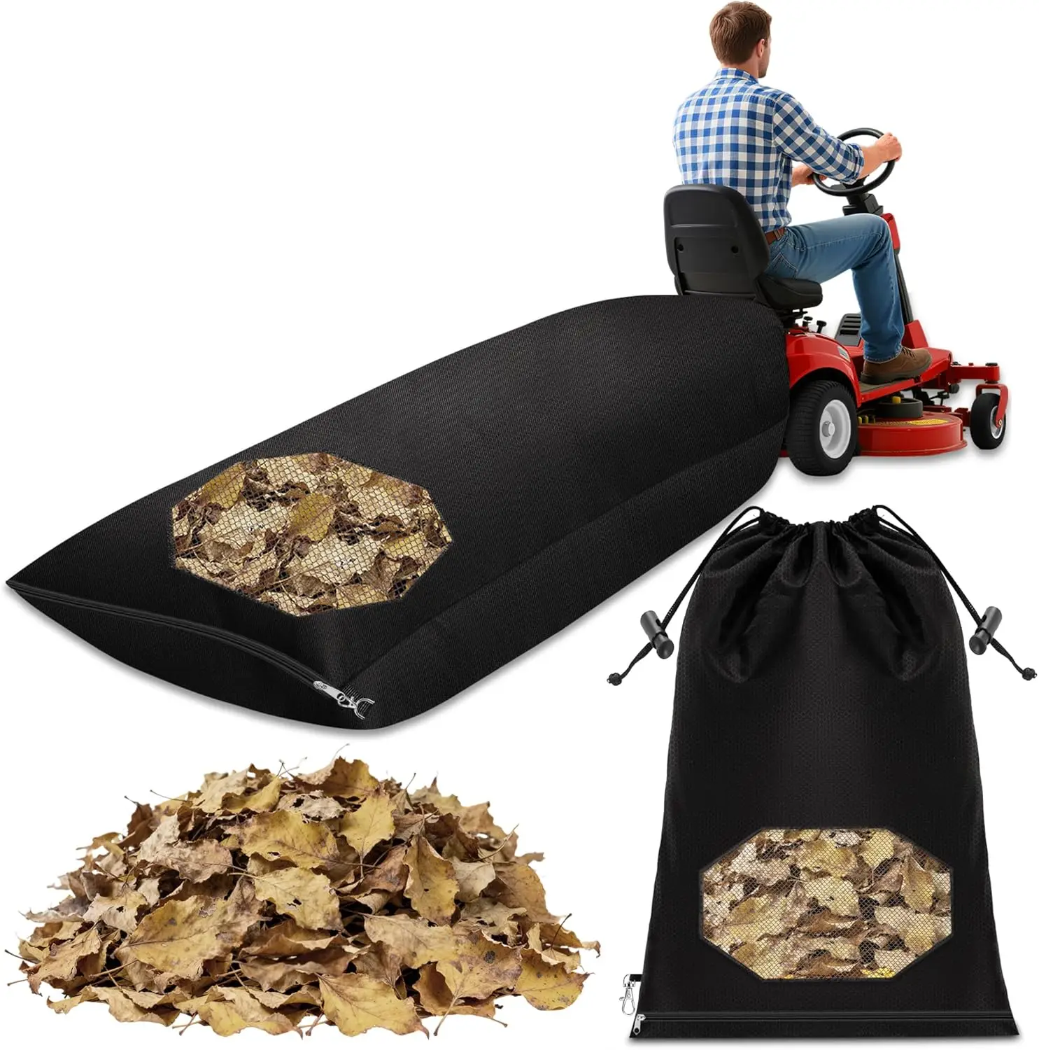 

1 или 2 шт. сумка для листьев трактора 420D из ткани Оксфорд большой емкости для сбора листьев с дышащим дном и молнией