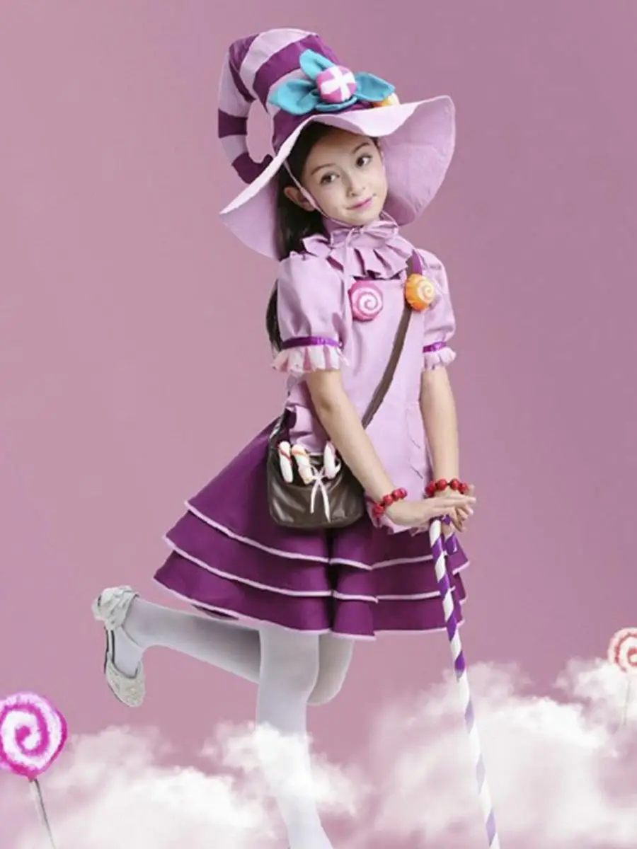 

Новый Хэллоуин Ведьма Лу Фиолетовый Доктор Детская Косплей Игра Школьный Цвет Слинг Хлопковое Платье Традиционный Костюм