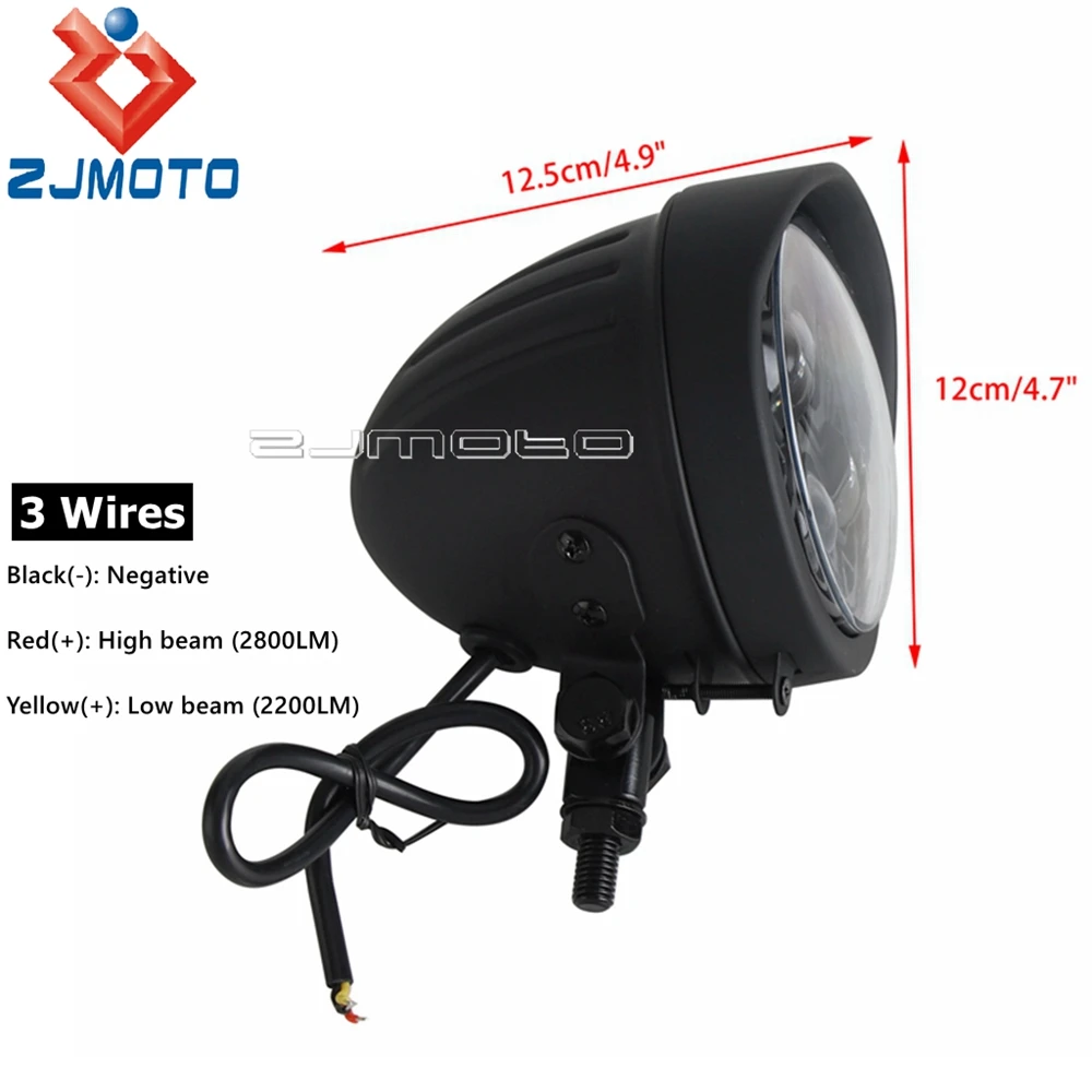 Motorcycle LED Headlight For Harley Custom Softail Sporster Touing Chopper Bobber Cruiser Supermoto Vintage Headlamp Hi/Lo Beam