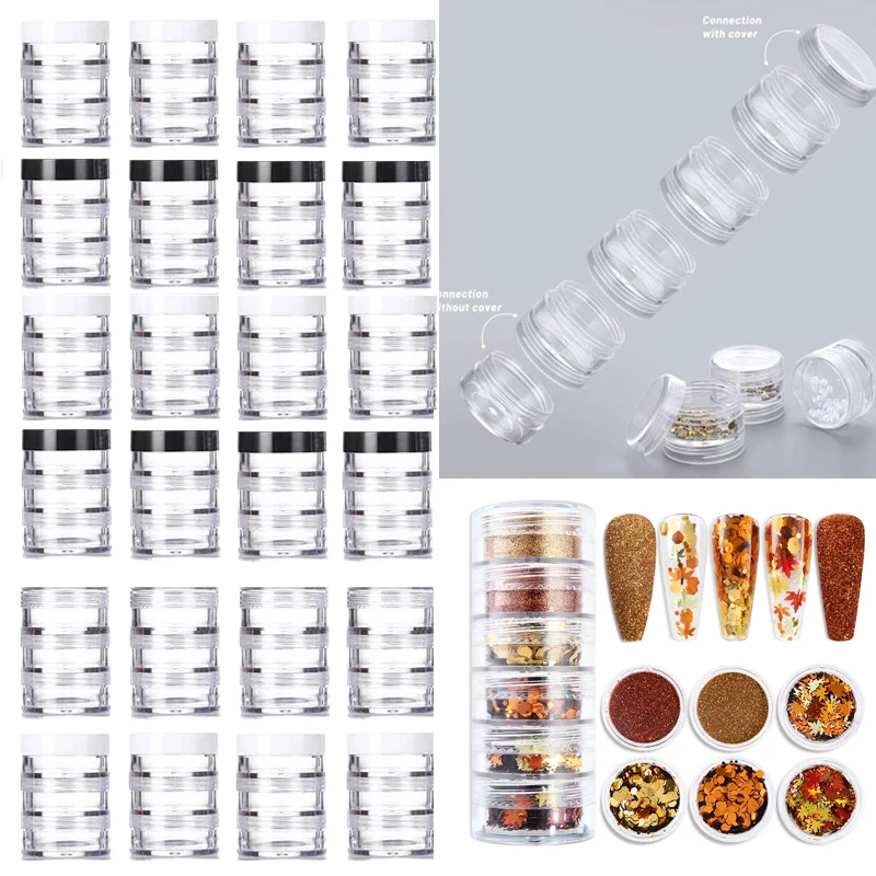 24Pcs Empty Mini 5g&10g Round Stackable Creams Jars Clear Storage Boxs Cosmetic Container For Eyeshadow  Nail Art Crafts Jewelry