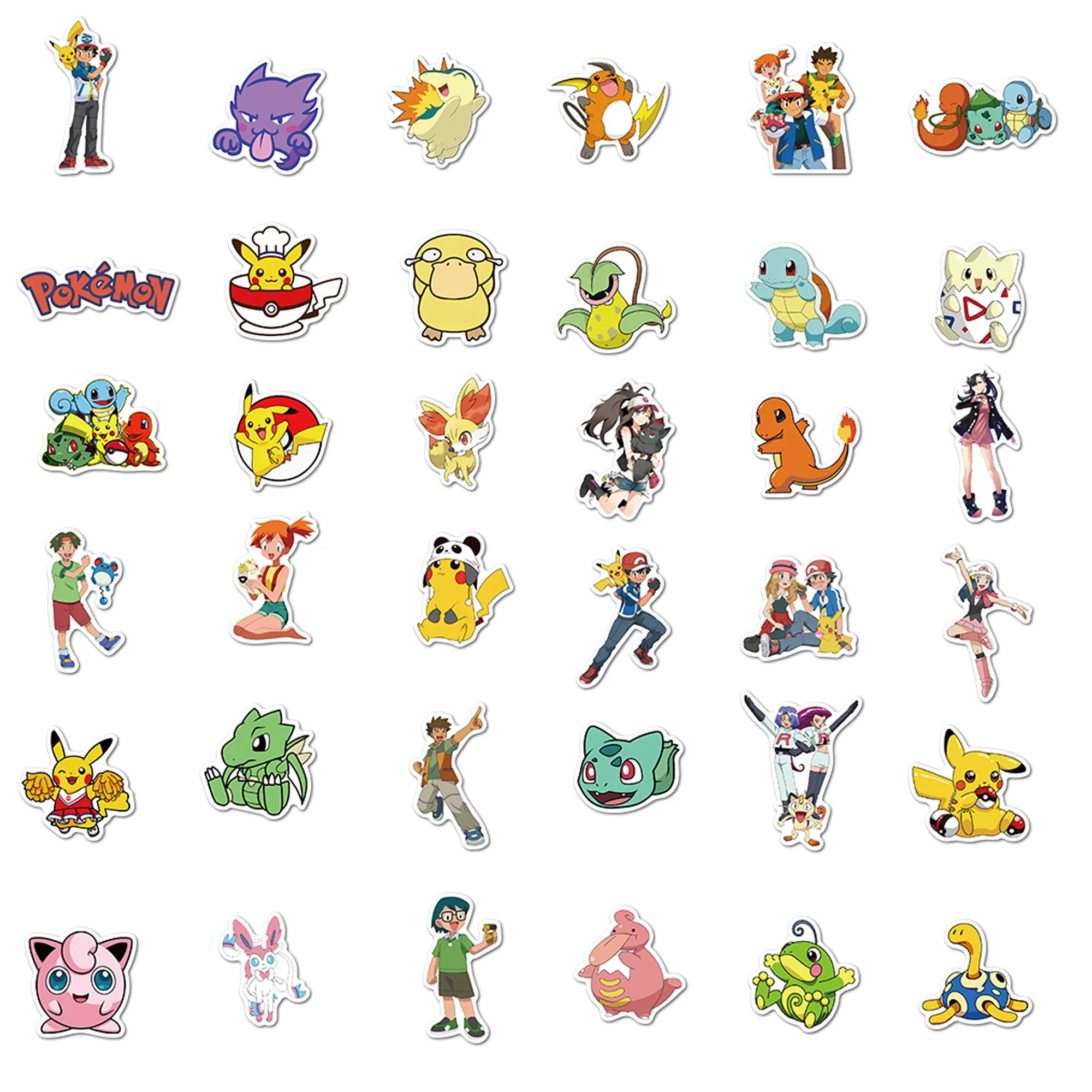 50/100Pcs Anime Cartoon Pokemon Stickers Pikachu Decals Decoration DIY Suitcase Diary Stationery Waterproof Sticker for Kids