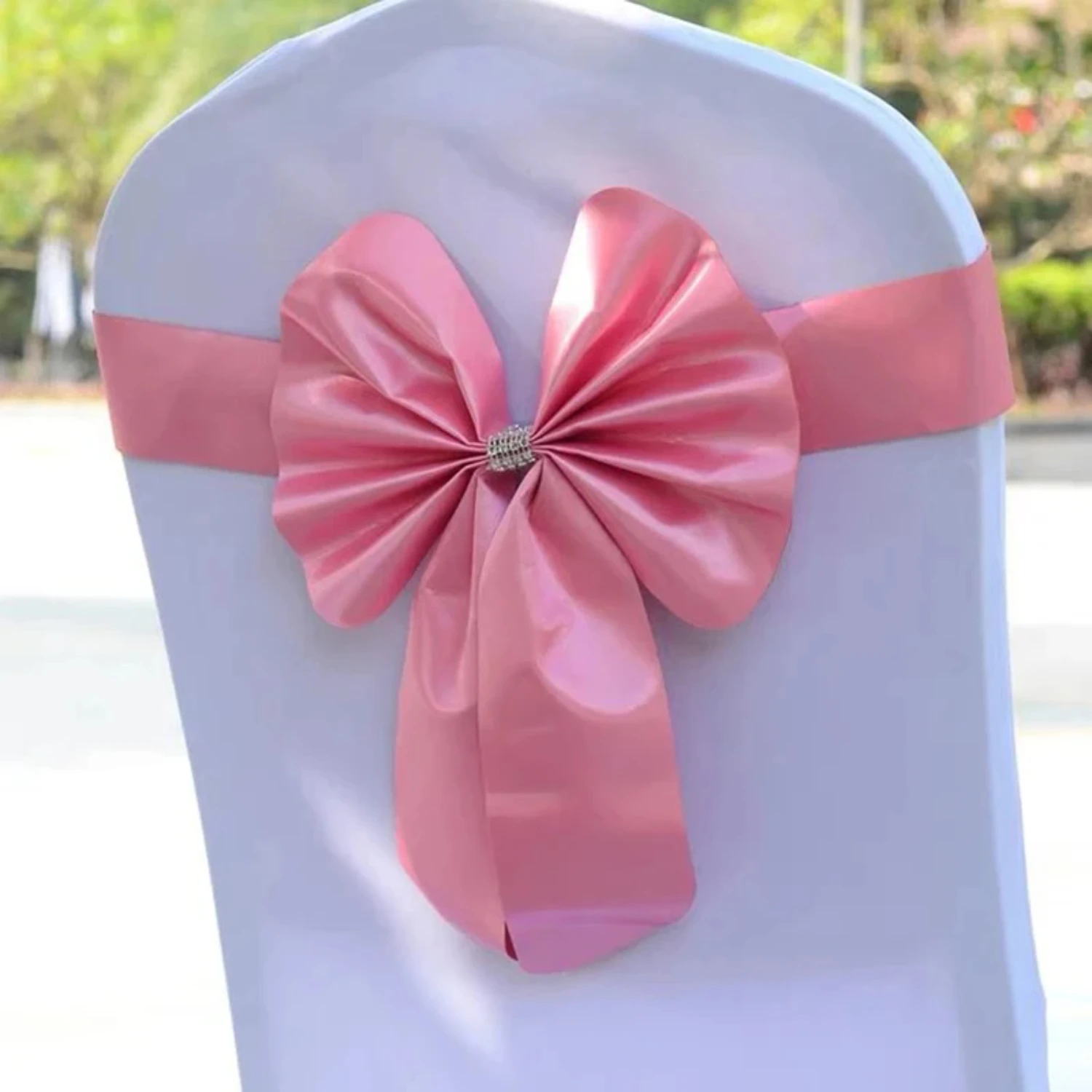 10pcs/lot PU Sash Elastic Bow Tie Ready Made Chair Sashes Band  Wedding Party Hotel Banquet Event Decorations