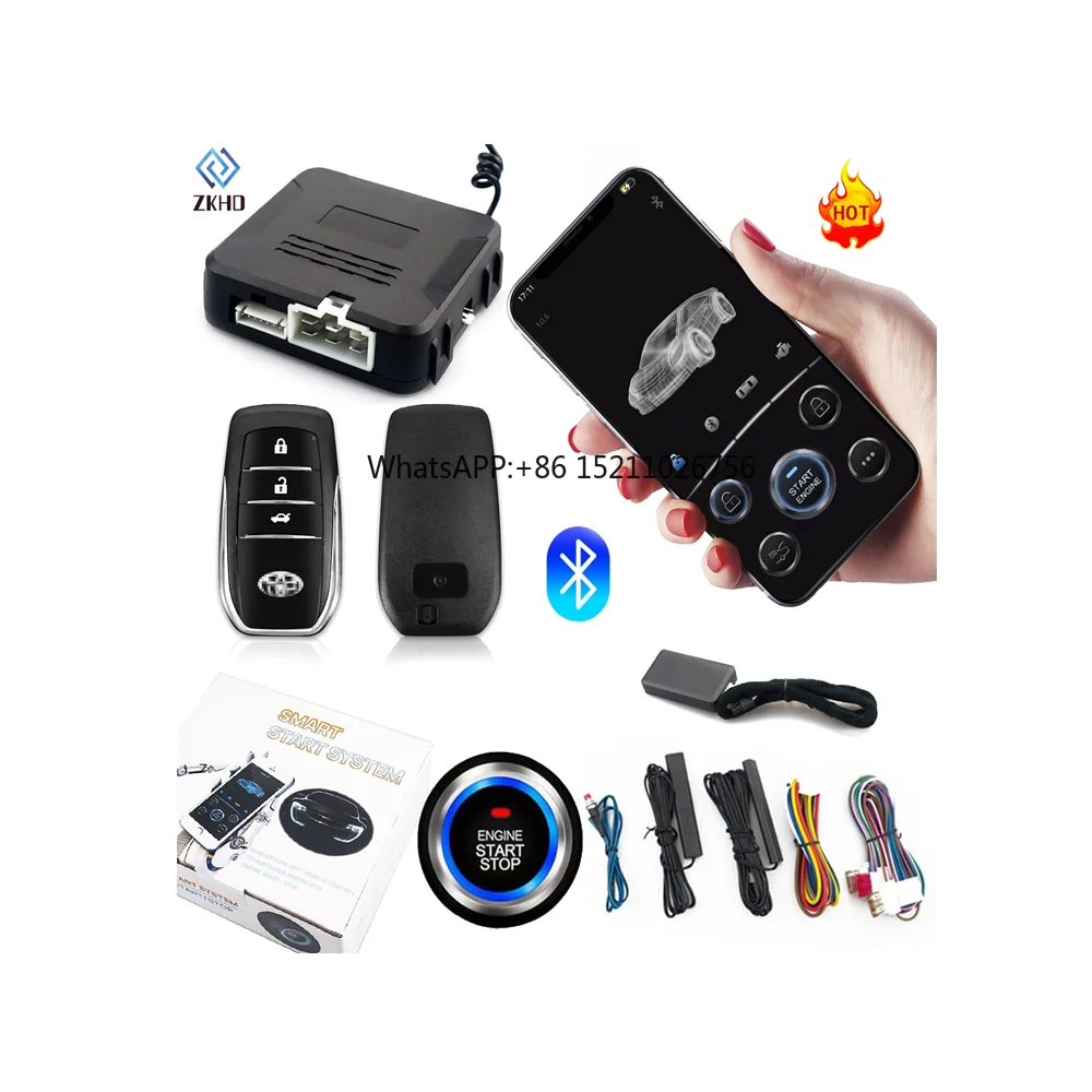 Hot sales Car Remote Start Stop Kit Bluetooth Mobile Phone APP Control Engine Ignition Open Trunk PKE Keyless Entry Car Alarm