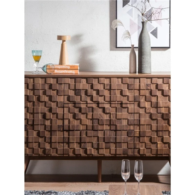 

North American black walnut porch cabinet Italian dining side cabinet creative living room solid wood sofa side storage