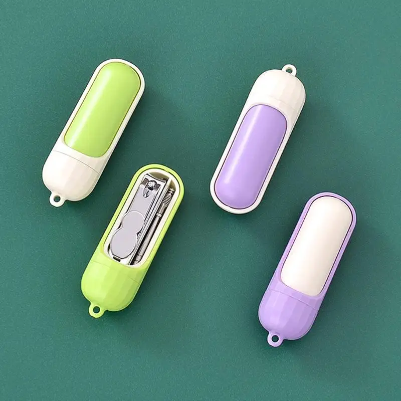 6 stks/set Rvs Nail Cutter Pedicure Schaar Met Capsule Vormige Opbergdoos Draagbare Manicure En Pedicure Tool