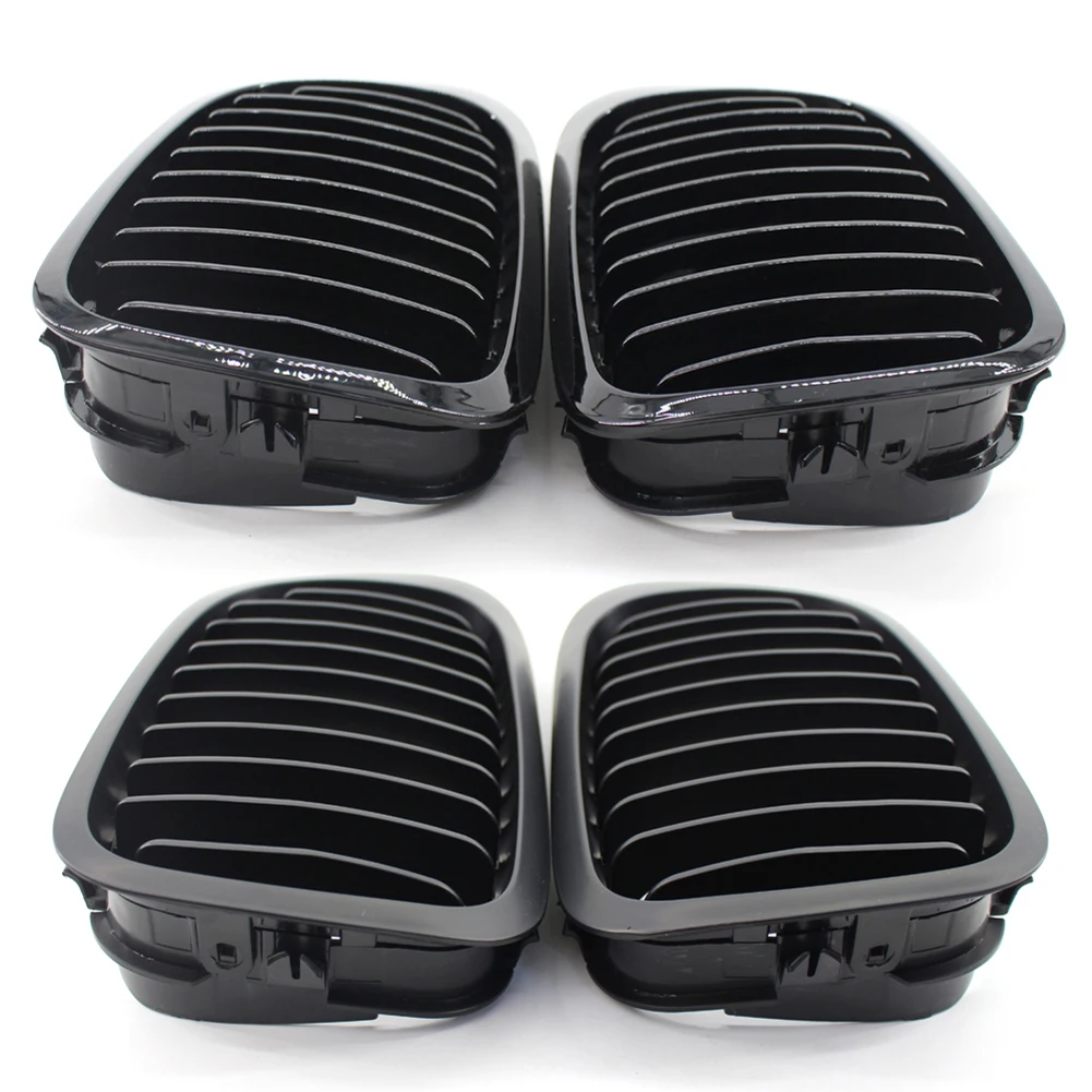 2Pcs Grille Depan Mobil Model Kidney Hitam Matte Glossy untuk BMW E46 Pre-Facelift 2 Pintu Cabriolet