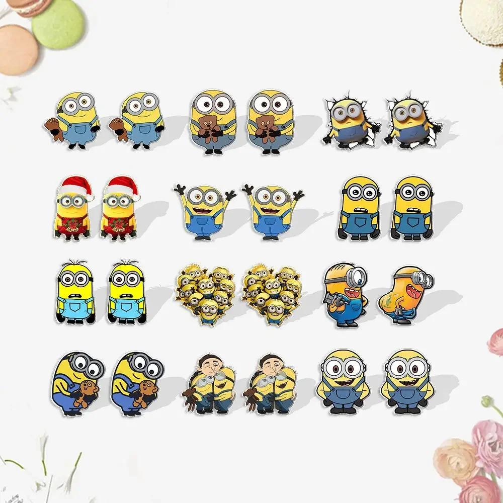 

New Minions Bob Kevin Cute Cartoon Earrings Movie Peripheral Toys Despicable Me Anime Earrings Anime Figure Kids Birthday Gifts