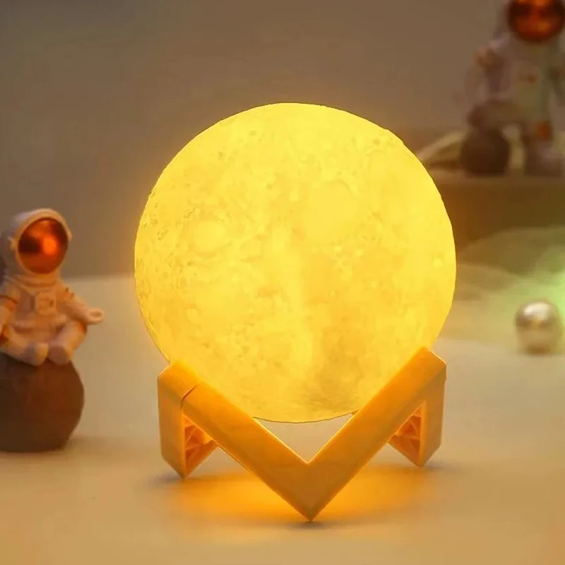 DIY Painting Moon Night Light For Kids 3D Printing Moon Lamp With Stand Battery Powered Table Lamp Bedroom Decor Christmas Gift