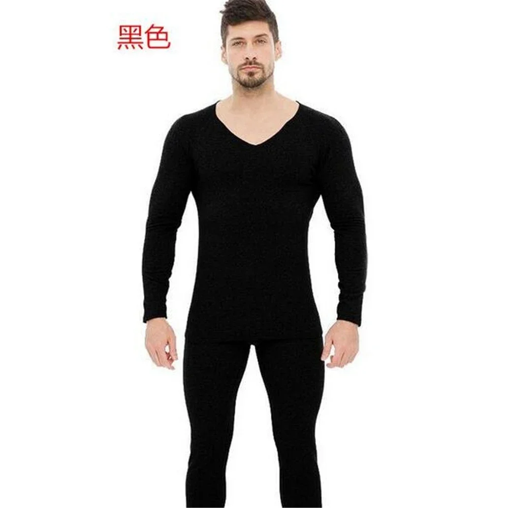 Autumn Winter Thermal Underwear Men Long Johns Men Thermal Underwear Set V-Neck Seamless Underwear Thermal Pants+top