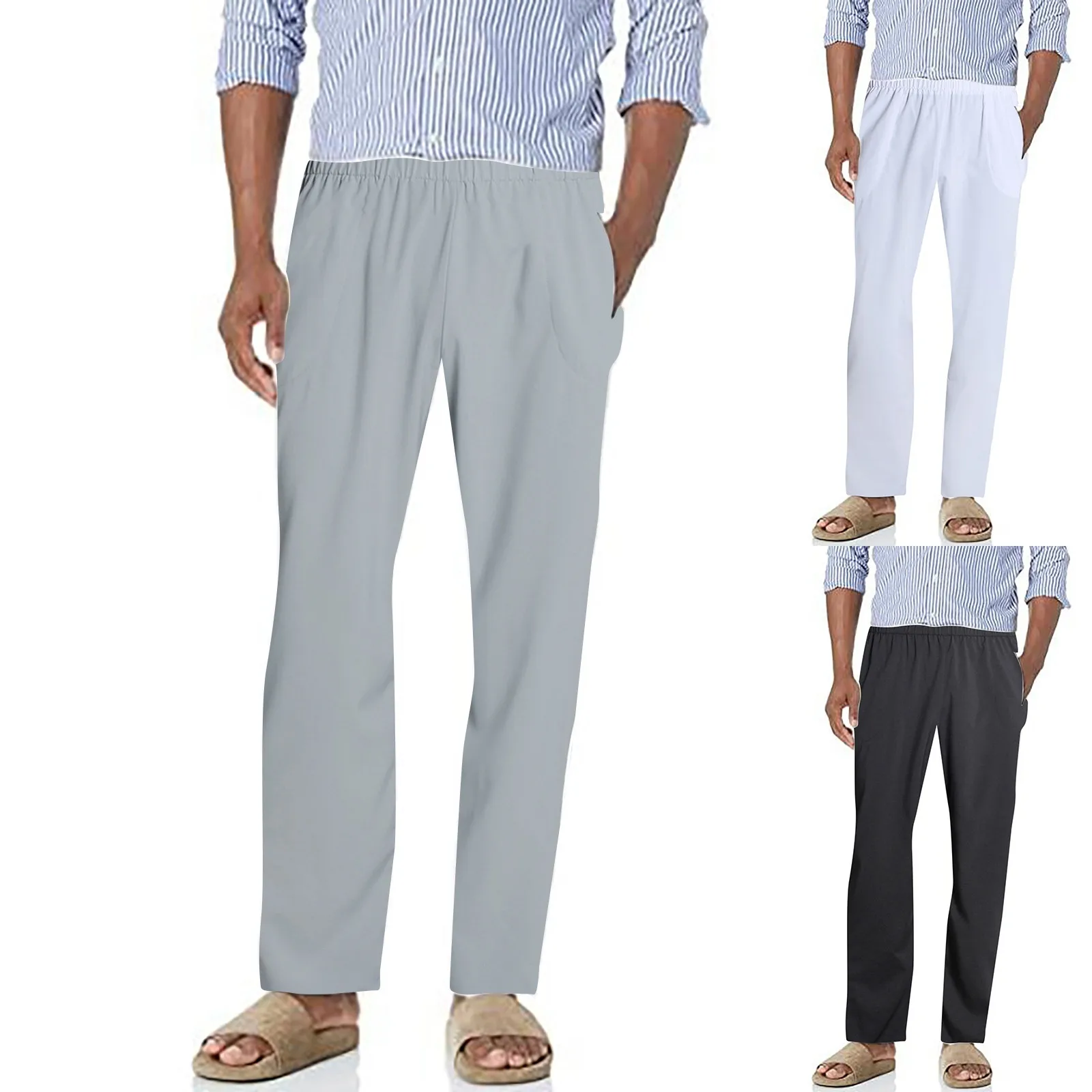 Men's Casual Beach Pants Men Casual Muslim Long Trousers Islamic Clothing Arabic Pant Dubai Saudi Middle East Trouser