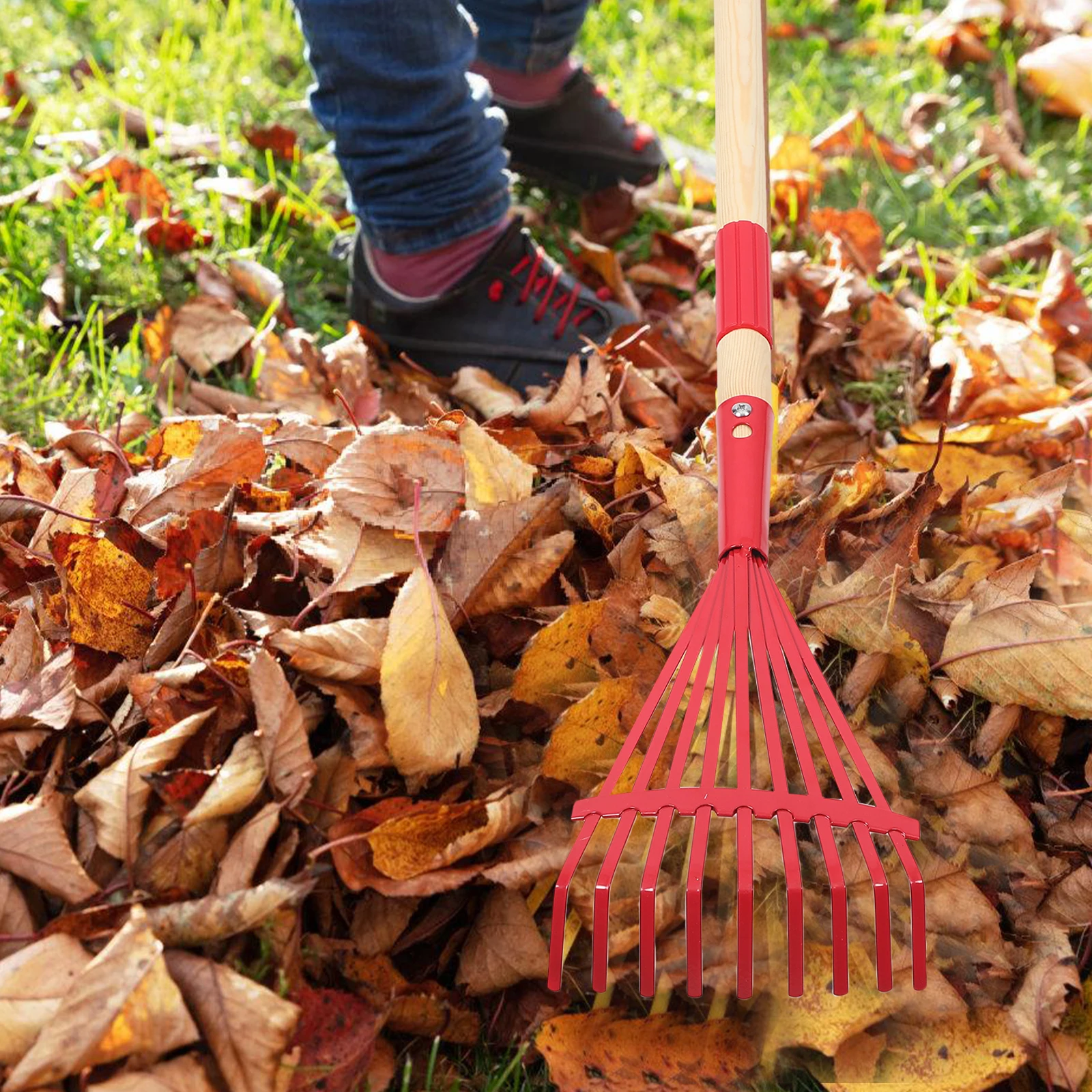 

Detachable Wooden Handle Rake for Kids Garden Tool Lawn Soil Leveling Leaf Yard Gardening Tools Heavy Duty Metal Rakes Foldable